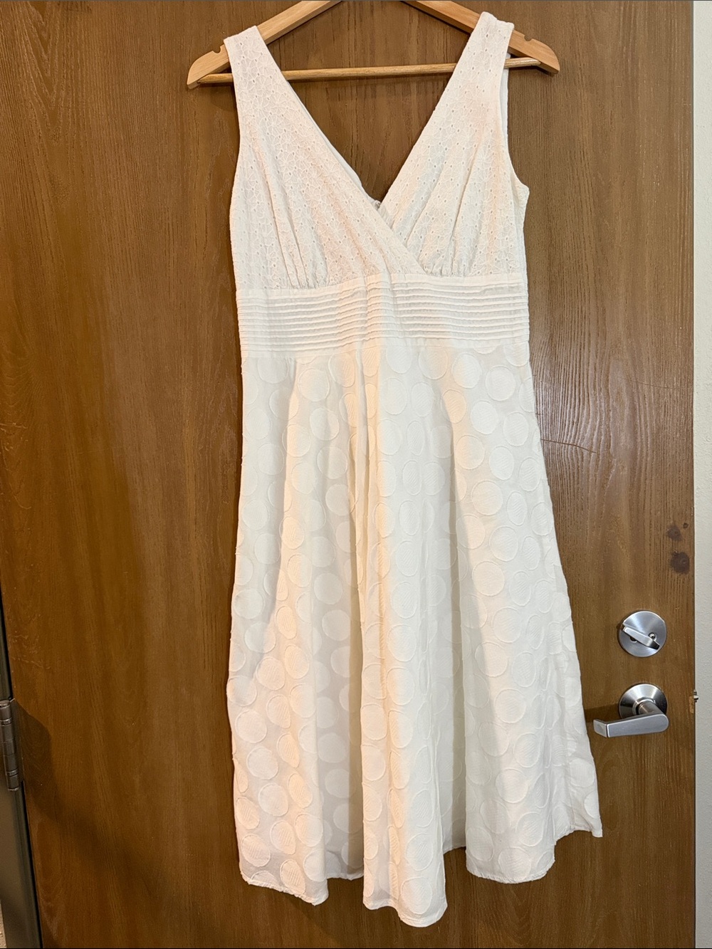 Studio I 100% Cotton Textured V-Neck Midi Dress